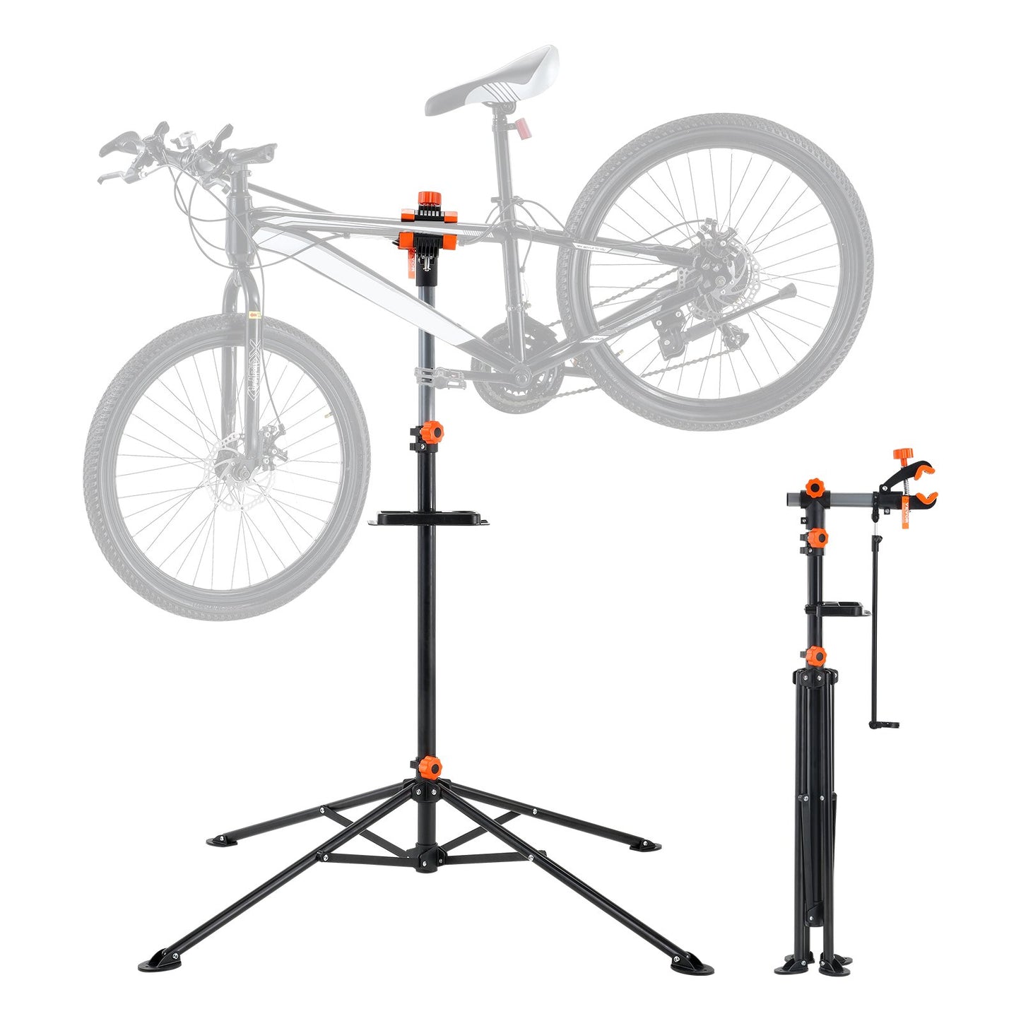 Bike Repair Stand, 80 lbs Heavy Duty Steel Bike Repair Stand, Adjustable Bike Maintenance Work Stand with Magnetic Tool Tray Telescopic Arm, Foldable Bike Stand for Home, Shops