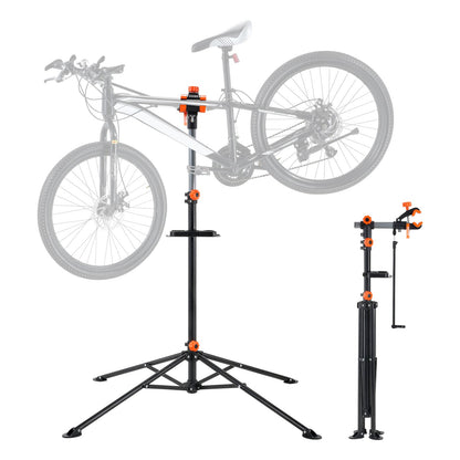 Bike Repair Stand, 80 lbs Heavy Duty Steel Bike Repair Stand, Adjustable Bike Maintenance Work Stand with Magnetic Tool Tray Telescopic Arm, Foldable Bike Stand for Home, Shops