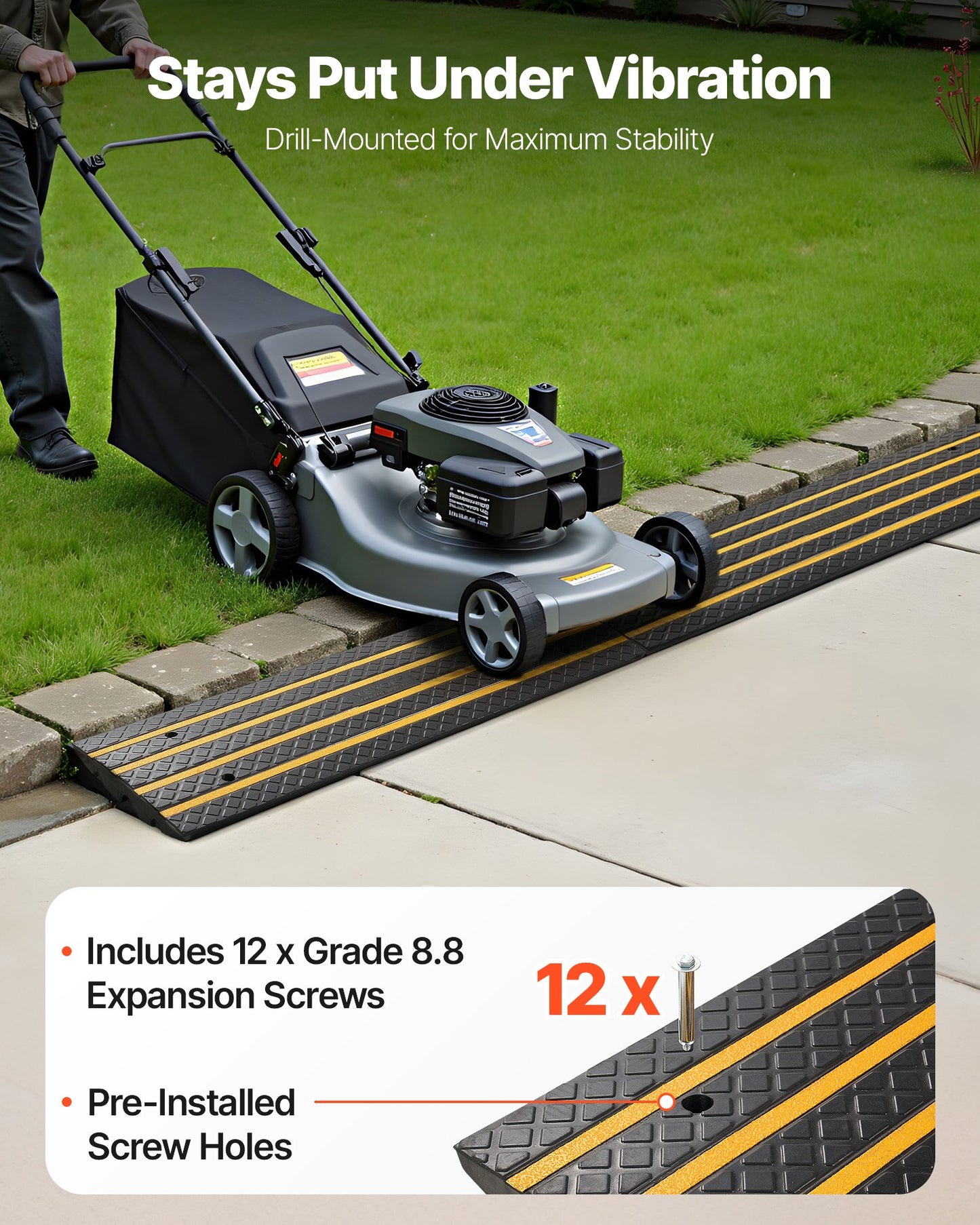 Car Driveway Rubber Curb Ramp, 33069 lbs Load Capacity, 2.6 inch Rise Curbside Bridge Ramp with Yellow Reflective Strips, Suitable for Loading Dock, Warehouse, Garage, Sidewalk (3 Pack)