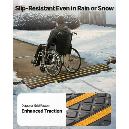 Gummikantramp för biluppfart, 15 ton lastkapacitet, 66 mm stigning för trottoarkantsramp med gula reflexremsor, lämplig för lastkaj, lager, garage, trottoar (1-pack) |  EU