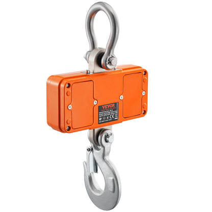 Digital Crane Scale, 2200 lbs/1000 kg, Industrial Heavy Duty Hanging Scale with Remote Control, Die-Cast Aluminum Case and LED Display, High Precision for Construction, Factory, Farm, Hunting (Orange)