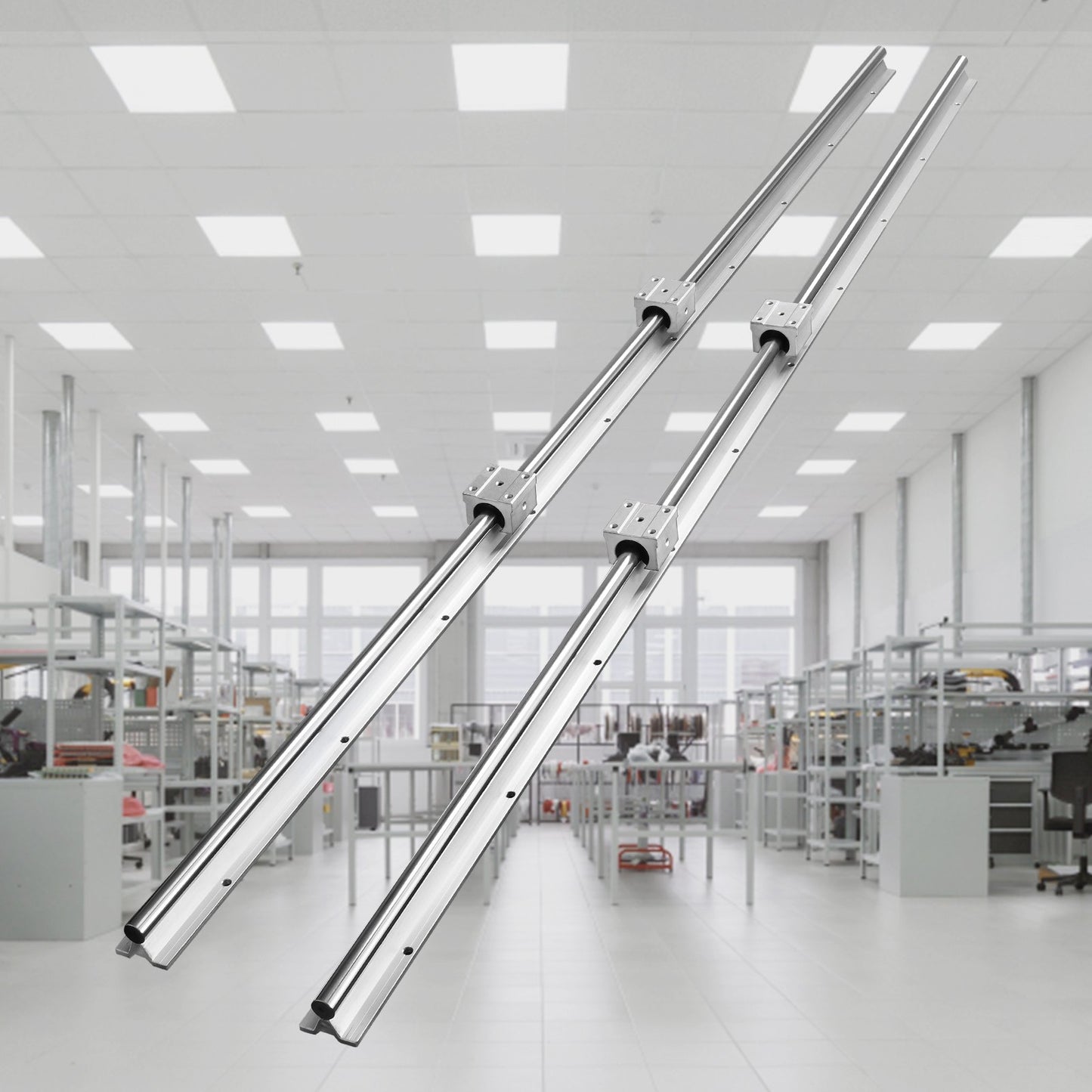 Linear Motion Set, SBR20 1500mm, Comes with Two 59 in/1500 mm SBR20 Rails & Four SBR20UU Blocks, Ideal for DIY CNC and Automation Tasks