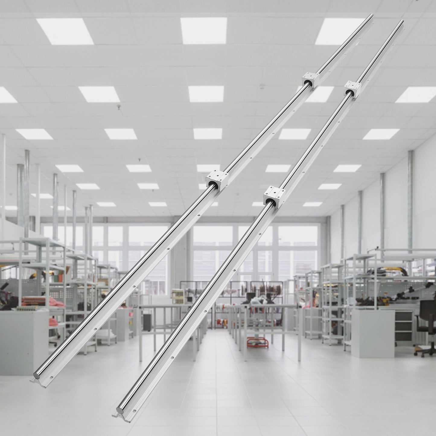 Linear Motion Set, SBR20 2200mm, Comes with Two 86.6-inch SBR20 Rails & Four SBR20UU Blocks, Ideal for DIY CNC & Automated Projects