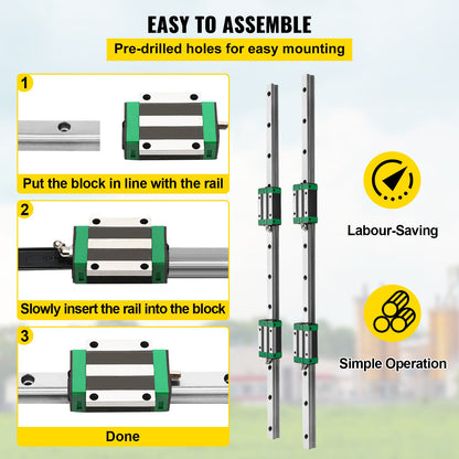 Linearführungsschiene, 2 Stück HGR20-1700 mm Lineargleitschiene mit 1 Stück RM1605-1700 mm Kugelumlaufspindel mit BF12/BK12-Kit, Lineargleitschiene, Führungsschiene quadratisch für DIY-CNC-Fräser, Drehmaschinen