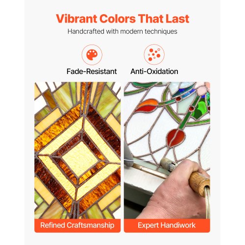 Tiffany-style hanging window panel with chain, 50 x 51 cm | EU