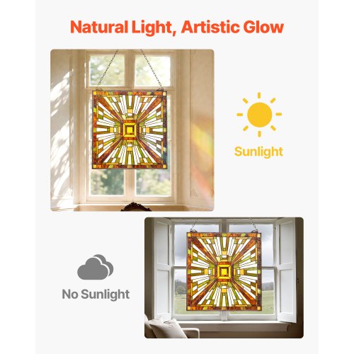 Tiffany-style hanging window panel with chain, 50 x 51 cm | EU