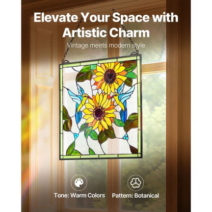 Hängendes Fensterpaneel im Tiffany-Stil mit Kette, 50 x 50 cm | EU