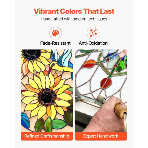 Hängendes Fensterpaneel im Tiffany-Stil mit Kette, 50 x 50 cm | EU