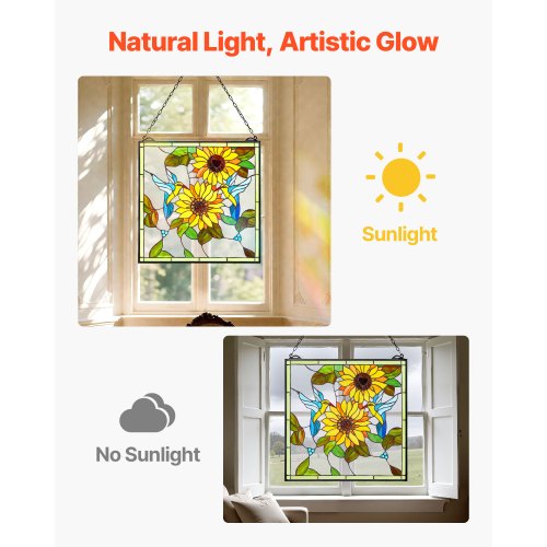 Hängendes Fensterpaneel im Tiffany-Stil mit Kette, 50 x 50 cm | EU