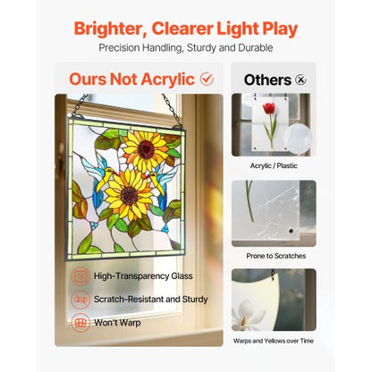 Hängendes Fensterpaneel im Tiffany-Stil mit Kette, 50 x 50 cm | EU