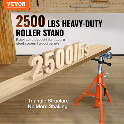 Roll Stand, Heavy Duty 2500 LBS Load Capacity, 27.6"-52" Height Adjustable, 45# Steel Foldable Roll Support Stand for Pipe, Wood Boards