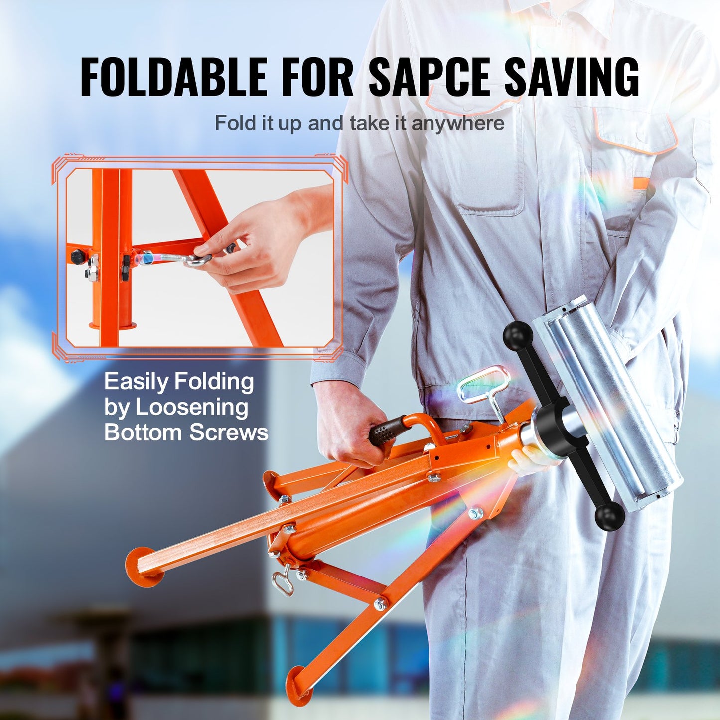 Roll Stand, Heavy Duty 2500 LBS Load Capacity, 27.6"-52" Height Adjustable, 45# Steel Foldable Roll Support Stand for Pipe, Wood Boards