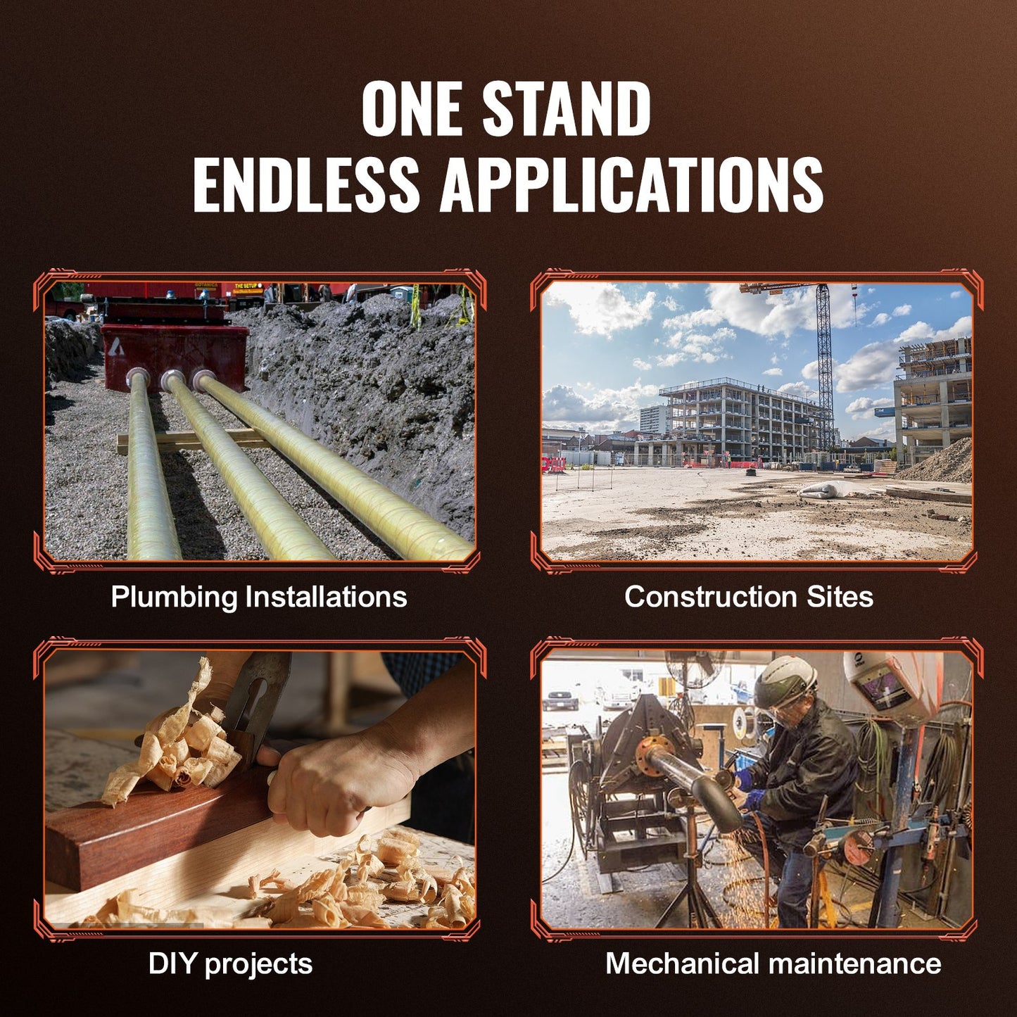 Pipe Stand, 2500LBS Heavy Duty Pipe Jack Stand, 27.2"-52" Height Adjustable V Head Pipe Stand, 45# Steel Folding Jack Stand for 1/2-12 Inch Pipe