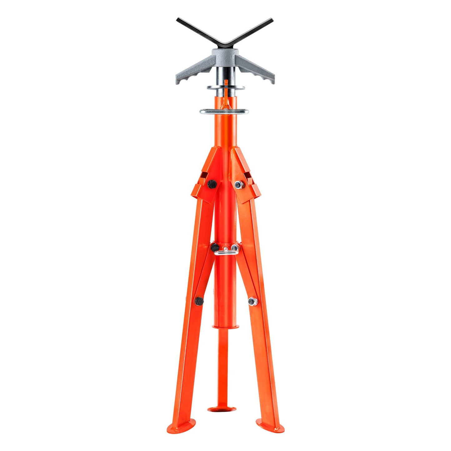 Pipe Stand, 2500LBS Heavy Duty Pipe Jack Stand, 27.2"-52" Height Adjustable V Head Pipe Stand, 45# Steel Folding Jack Stand for 1/2-12 Inch Pipe