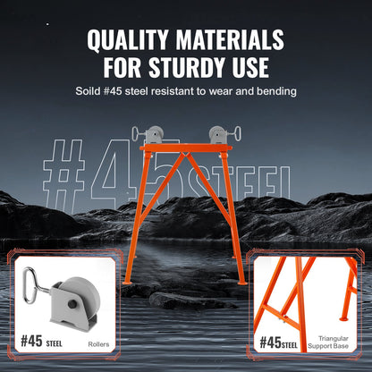 Pipe Stand with Roller Head 2500 LBS Load for 2-36 inches Pipes 45# Steel