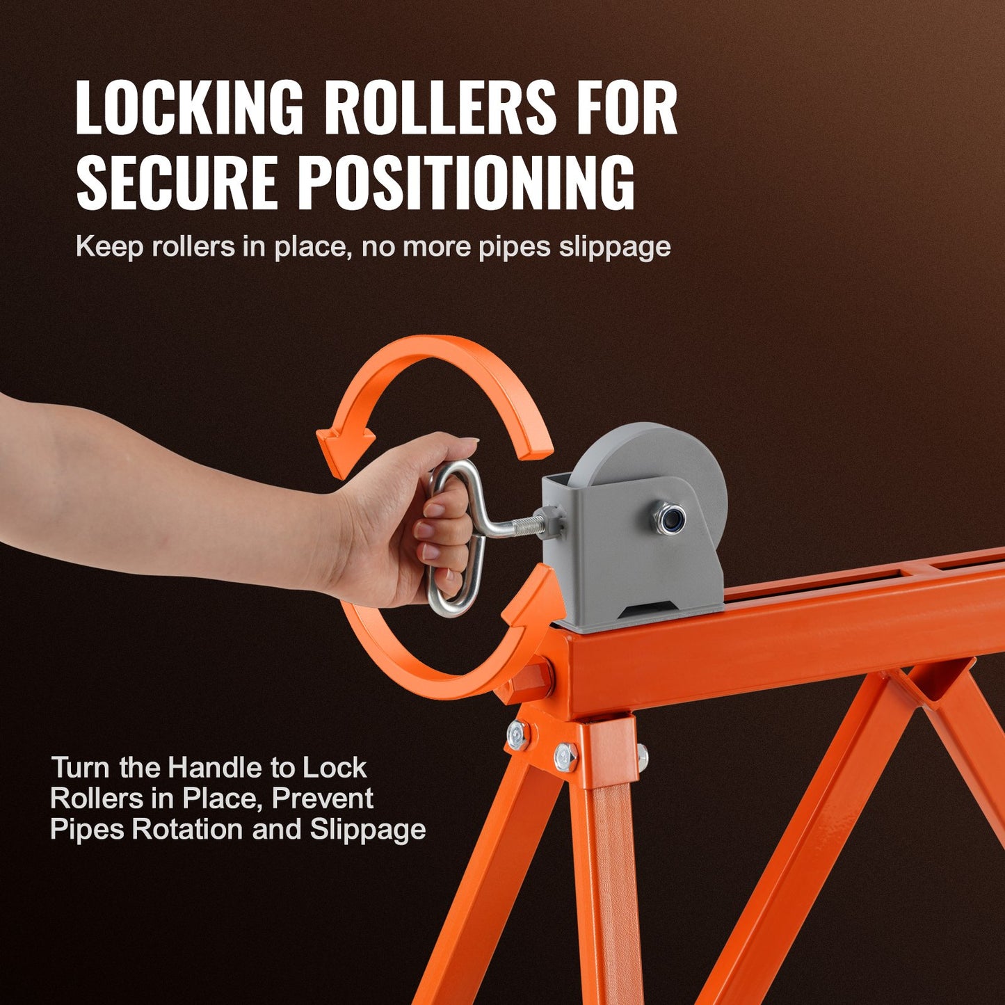 Pipe Stand with Roller Head 2500 LBS Load for 2-36 inch pipe 45# steel