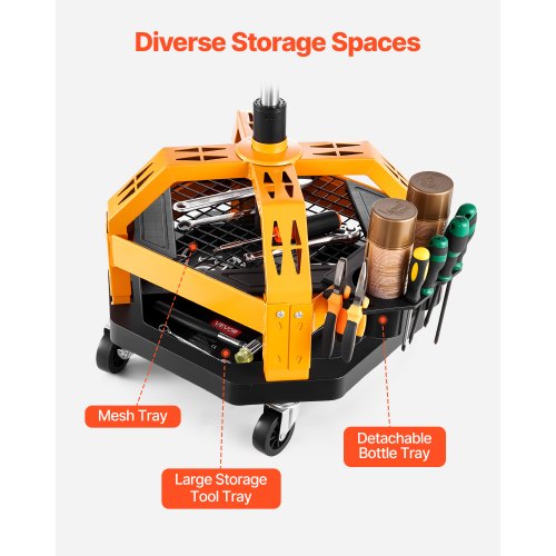 Rullande Verkstadspall Kraftig Garagearbetsstol 136 kg Last med Hjul