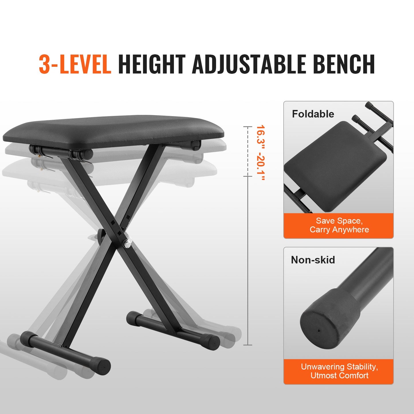 Piano Keyboard Stativ och Bänk Set, Z Style, Heavy Duty Digital Piano Musik Stativ och sits, 250 lbs Kapacitet med justerbar Piano Bänk Bredd Höjd Hjul, Passar för 54-88 tangenter elektriska pianon