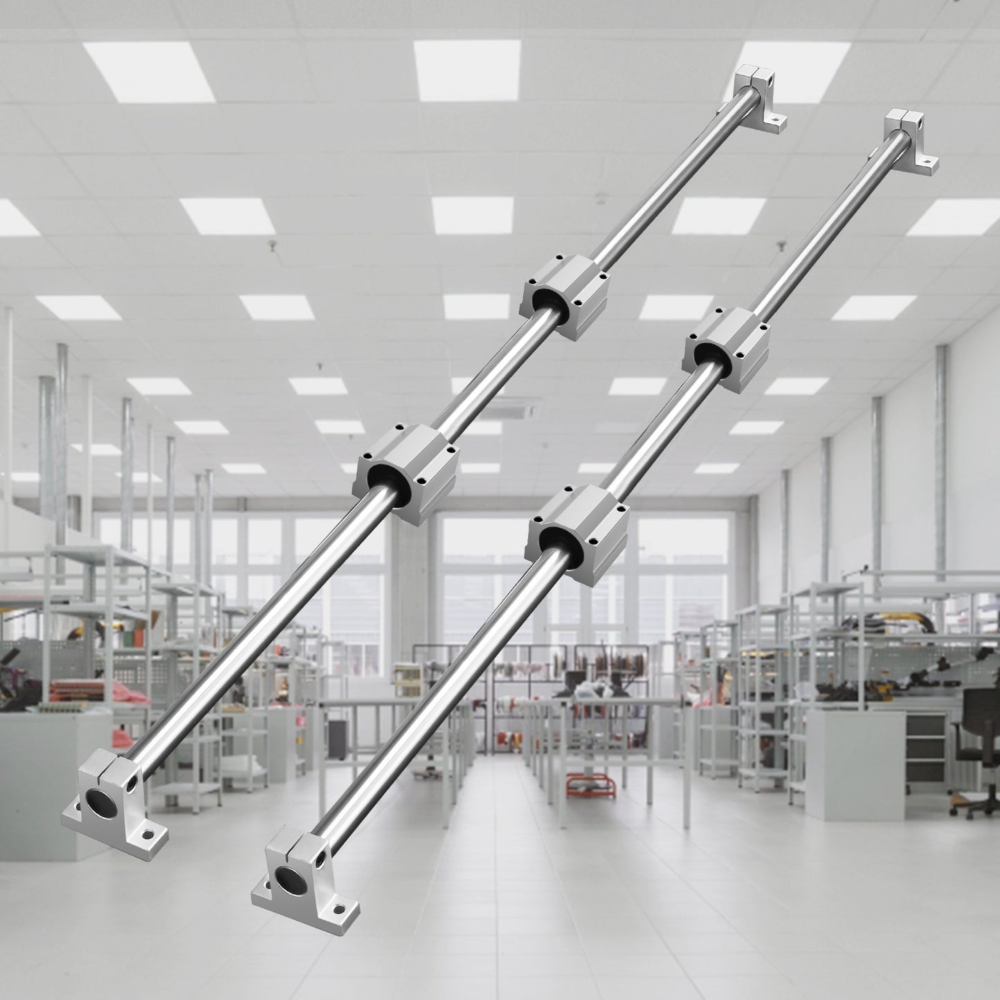 Linear Guide Set, SFC20 1000mm, Comes with Two 39.4 in/1000 mm SFC20 Guides, Four SC20 Slide Blocks, and Four Guide Supports for Automated Machinery and CNC Tasks