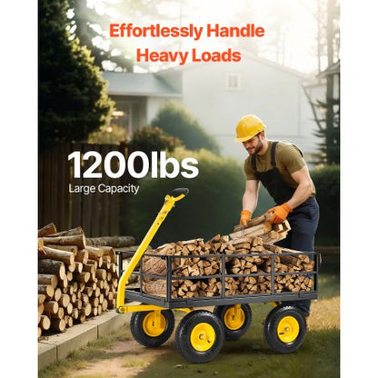 Stålträdgårdsvagn 1200lb Kapacitet Kraftig Trädgårdsvagn 13in Däck |  EU