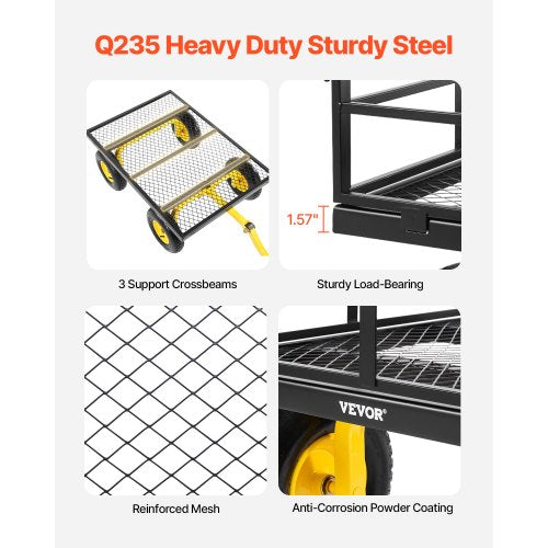 Stålträdgårdsvagn 1200lb Kapacitet Kraftig Trädgårdsvagn 13in Däck |  EU