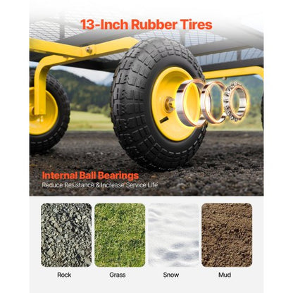 Stålträdgårdsvagn 1200lb Kapacitet Kraftig Trädgårdsvagn 13in Däck |  EU