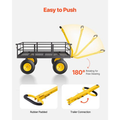 Stålträdgårdsvagn 1200lb Kapacitet Kraftig Trädgårdsvagn 13in Däck |  EU