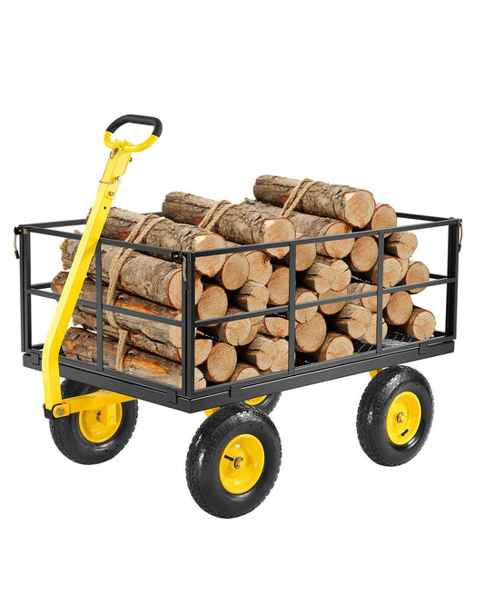 Steel Garden Cart 1400lb Kapacitet Heavy Duty Yard Wagon Cart 13in däck
