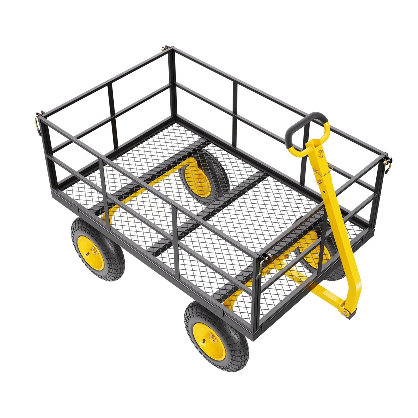 Steel Garden Cart 1400lb Kapacitet Heavy Duty Yard Wagon Cart 13in däck