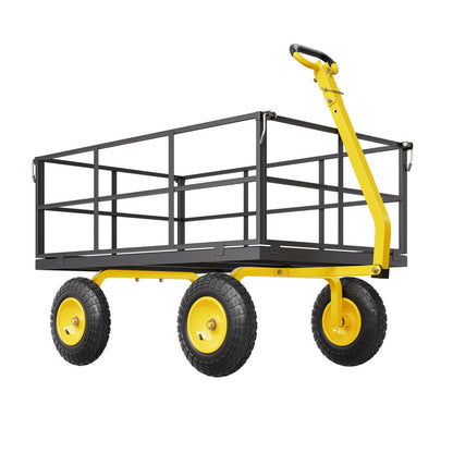 Steel Garden Cart 1400lb Kapacitet Heavy Duty Yard Wagon Cart 13in däck