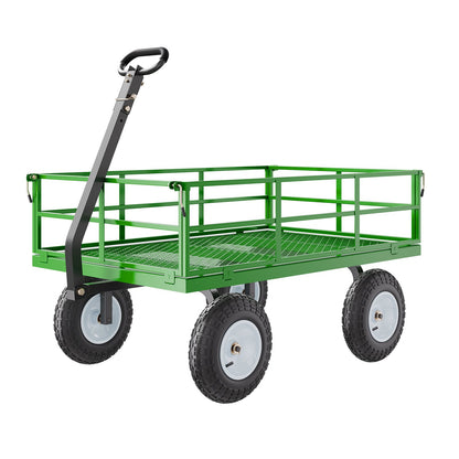 Steel Garden Cart 1200lbs Kapacitet Heavy Duty Wagon Cart 13in däck