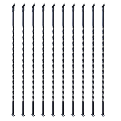 Trappstolar i metall, 44 tum x 1/2 tum galvaniserat stål dekorativa räckespindlar, 10-pack däcksräcke med ihåliga vridningar, satängsvart spiraltrappräcke med skor och skruvar