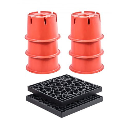 Trailer Jack Blocks, 8" High, 2000 lbs Capacity, 8 Pcs Heavy Duty Camper Leveler Kit - 6 RV Leveling Blocks & 2 Pads, Camper Accessories for Travel Trailers, 5th Wheels Class A/C Motorhomes