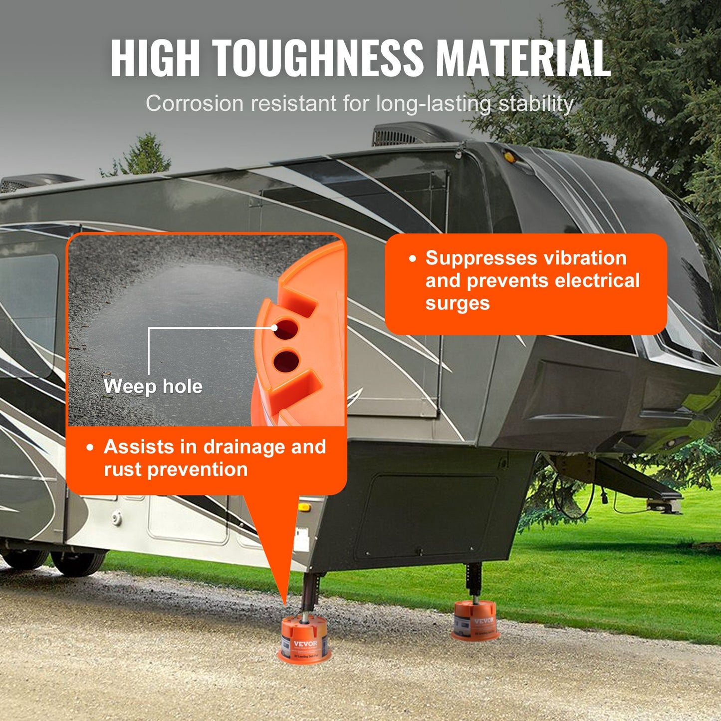 Anhänger-Wagenheberblock, 2000 lbs Kapazität pro Wohnmobil-Nivellierblock, hochwertige Stabilisierungsblöcke aus Polypropylen für Wohnmobile, Wohnmobil-Reisezubehör für alle Hochleistungswagenheber, Pfosten, Füße, Sattelkupplungen, 2er-Pack