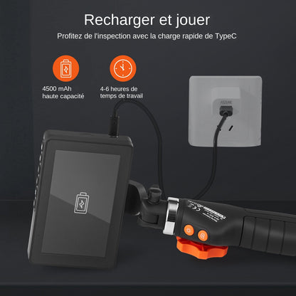 Two-Way Articulating Borescope with Light, Inspection Camera with 0.25" Lens, 5" IPS HD Screen, Flexible Mechanic Fiber Optic Snake Scope Cam for Wall Automotive Engine Inspect-4.9FT