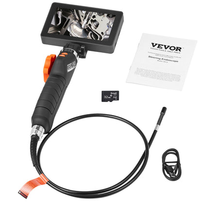 Two-Way Articulating Borescope with Light, Inspection Camera with 0.25" Lens, 5" IPS HD Screen, Flexible Mechanic Fiber Optic Snake Scope Cam for Wall Automotive Engine Inspect-4.9FT