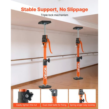 Skåpdomkraftsstöd, 2-pack, 40-60 cm teleskopisk snabbstödstång i stål, justerbart 3:e handssystem upp till 100 kg kapacitet för installation av skåp, lyft av gipsväggar, laststänger |  EU