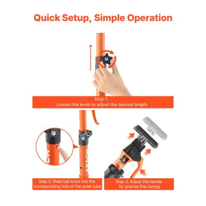 Skåpdomkraftsstöd, 2-pack, 48-75 cm teleskopisk snabbstödstång i stål, justerbart 3:e handssystem upp till 100 kg kapacitet för installation av skåp, lyft av gipsväggar, laststänger |  EU
