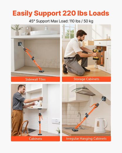 Cabinet Jack Support Pole, 2-Pack, 18.9-29.5 Inch Steel Telescopic Quick Support Rod, Adjustable 3rd Hand System up to 220 lbs Capacity for Installing Cabinets, Lifting Drywall, Cargo Bars