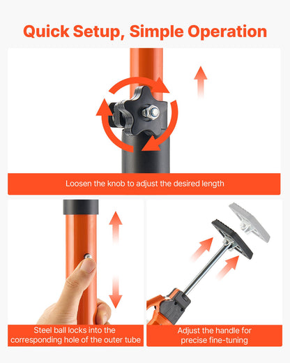 Cabinet Jack Support Pole, 4-Pack, 49.2-114.6 Inch Steel Telescopic Quick Support Rod, Adjustable 3rd Hand System up to 198 lbs Capacity for Installing Cabinets, Lifting Drywall, Cargo Bars