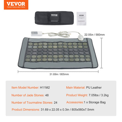 Far Infrared Heating Pad 48 Natural Jade &amp; 24 Tourmaline Stone Heating Pad