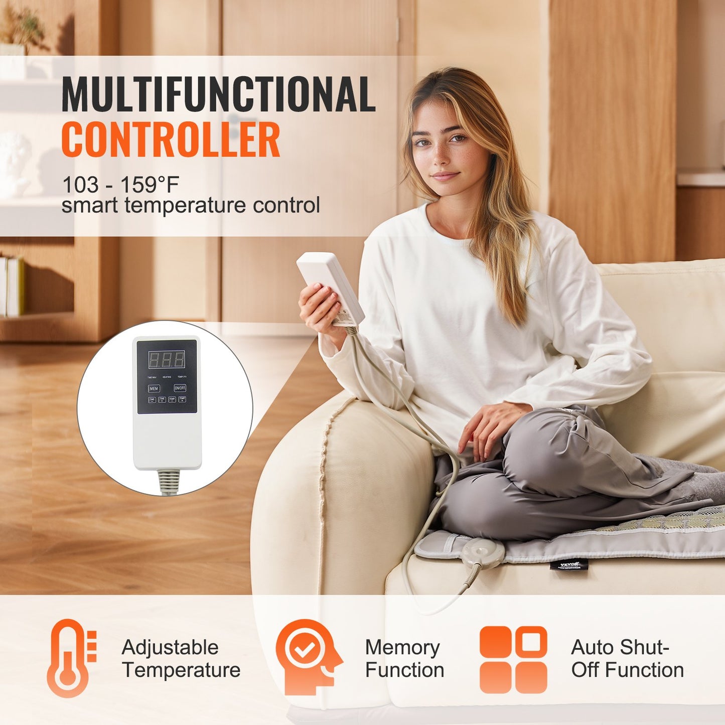 Far Infrared Heating Pad 52 Natural Jade &amp; 20 Tourmaline Stone Heating Pad