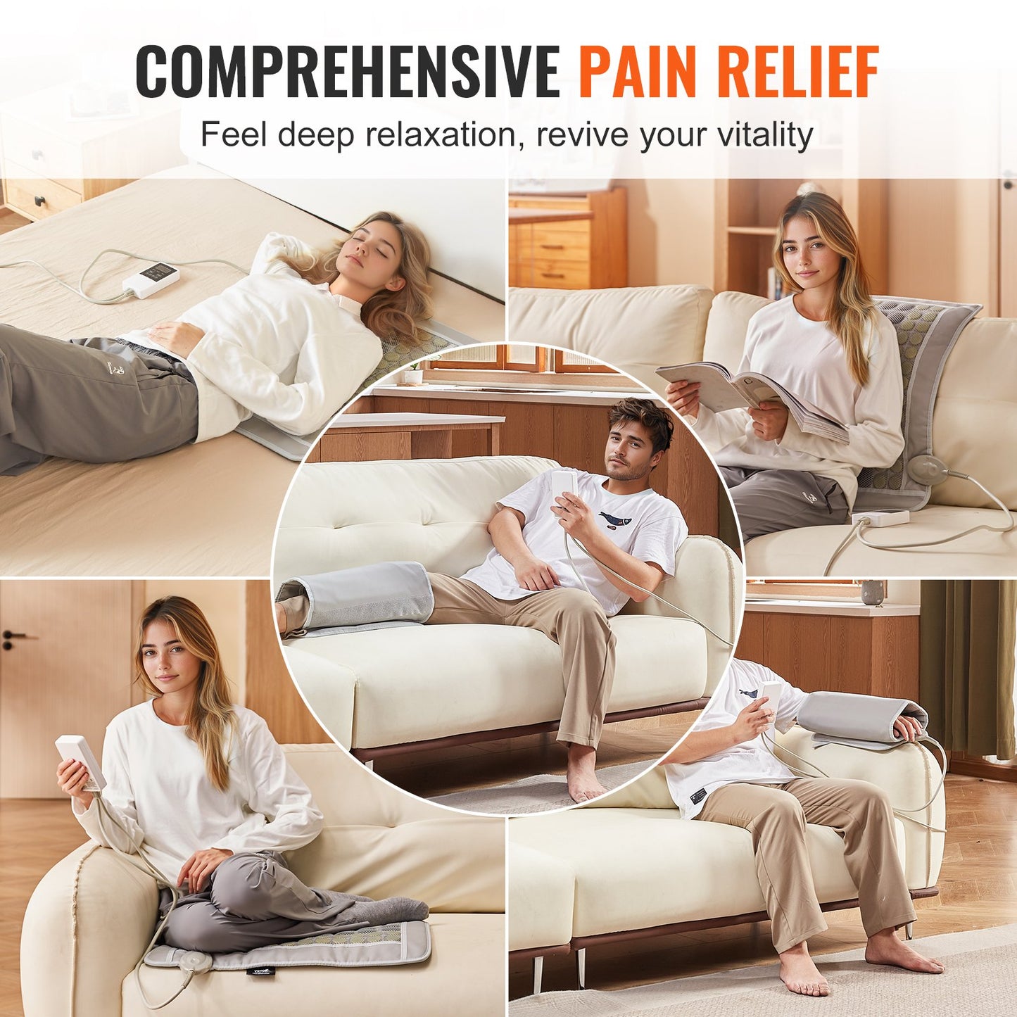 Far Infrared Heating Pad 52 Natural Jade &amp; 20 Tourmaline Stone Heating Pad