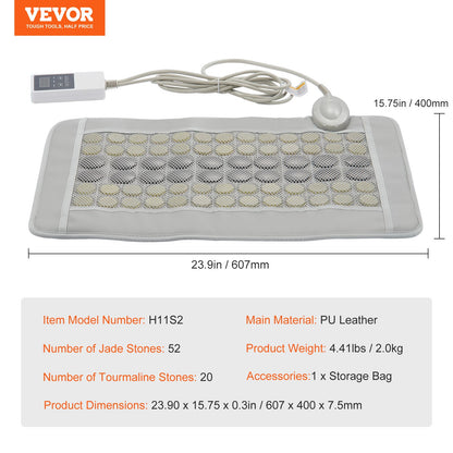 Far Infrared Heating Pad 52 Natural Jade &amp; 20 Tourmaline Stone Heating Pad