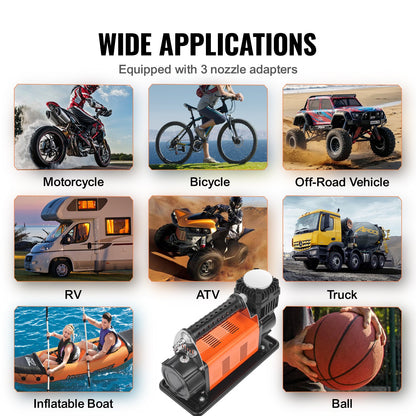 12V Portable Tire Inflator, 7.06CFM Heavy Duty Air Compressor, 150PSI Offroad Air Pump with Adapters for Car SUV RV Truck - Include 6.5FT Power Cord, 26FT Air Hose with Pressure Gauge, Carry Bag