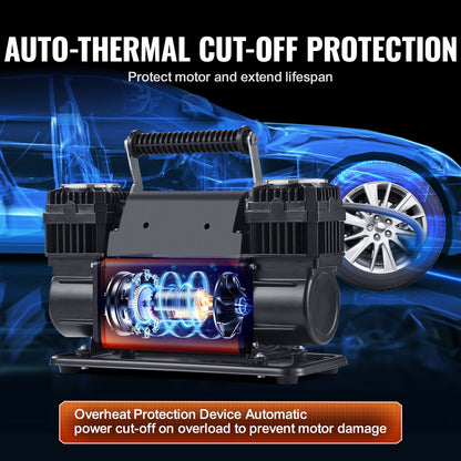 10.6CFM Tragbarer Reifenfüller Doppelzylinder-Luftkompressor 12V 150PSI