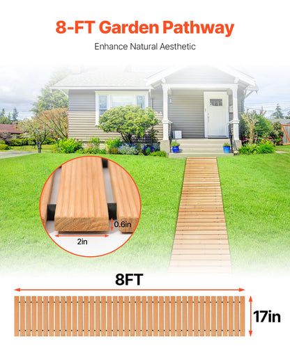 8 Fuß L x 17 Zoll B Gerader Gartenweg Ausrollbarer Gartenweg