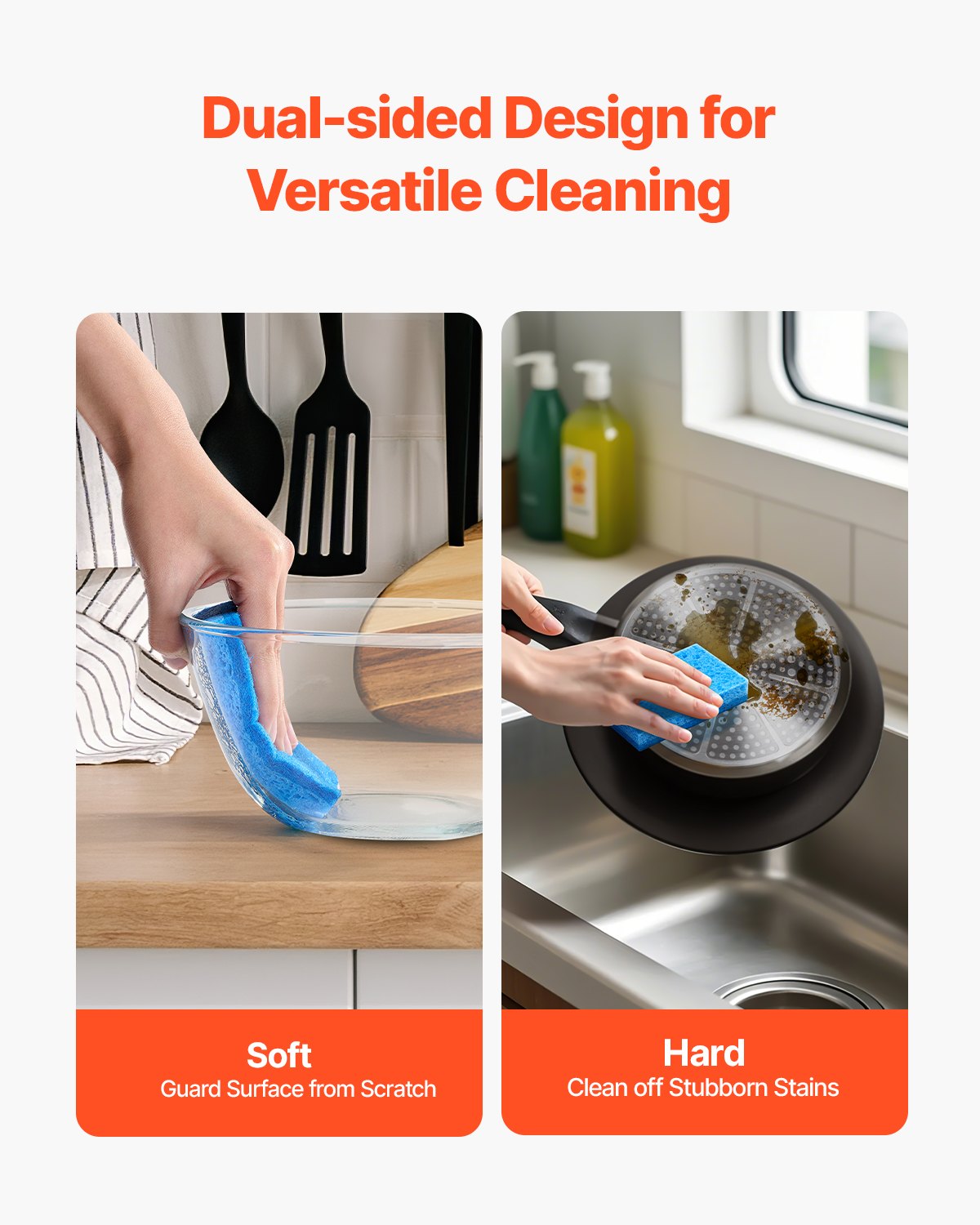 Sponges, 12 Pcs Durable Natural Kitchen Sponges with Cellulose & Scrub Pad, Easy-to-Rinse Cleaning Sponges with Honeycomb Structure & Quick Water Absorption, Fit for Home Cleaning