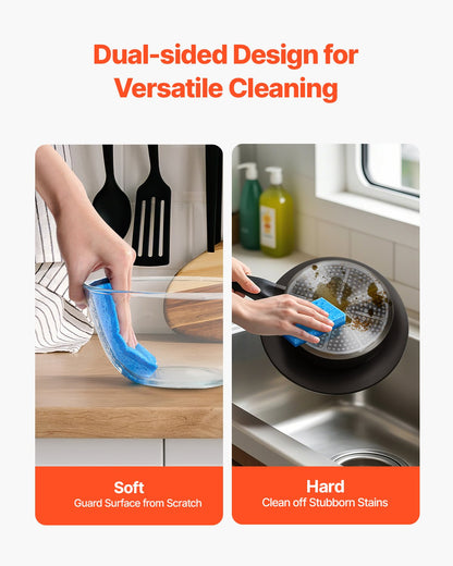 Sponges, 12 Pcs Durable Natural Kitchen Sponges with Cellulose & Scrub Pad, Easy-to-Rinse Cleaning Sponges with Honeycomb Structure & Quick Water Absorption, Fit for Home Cleaning