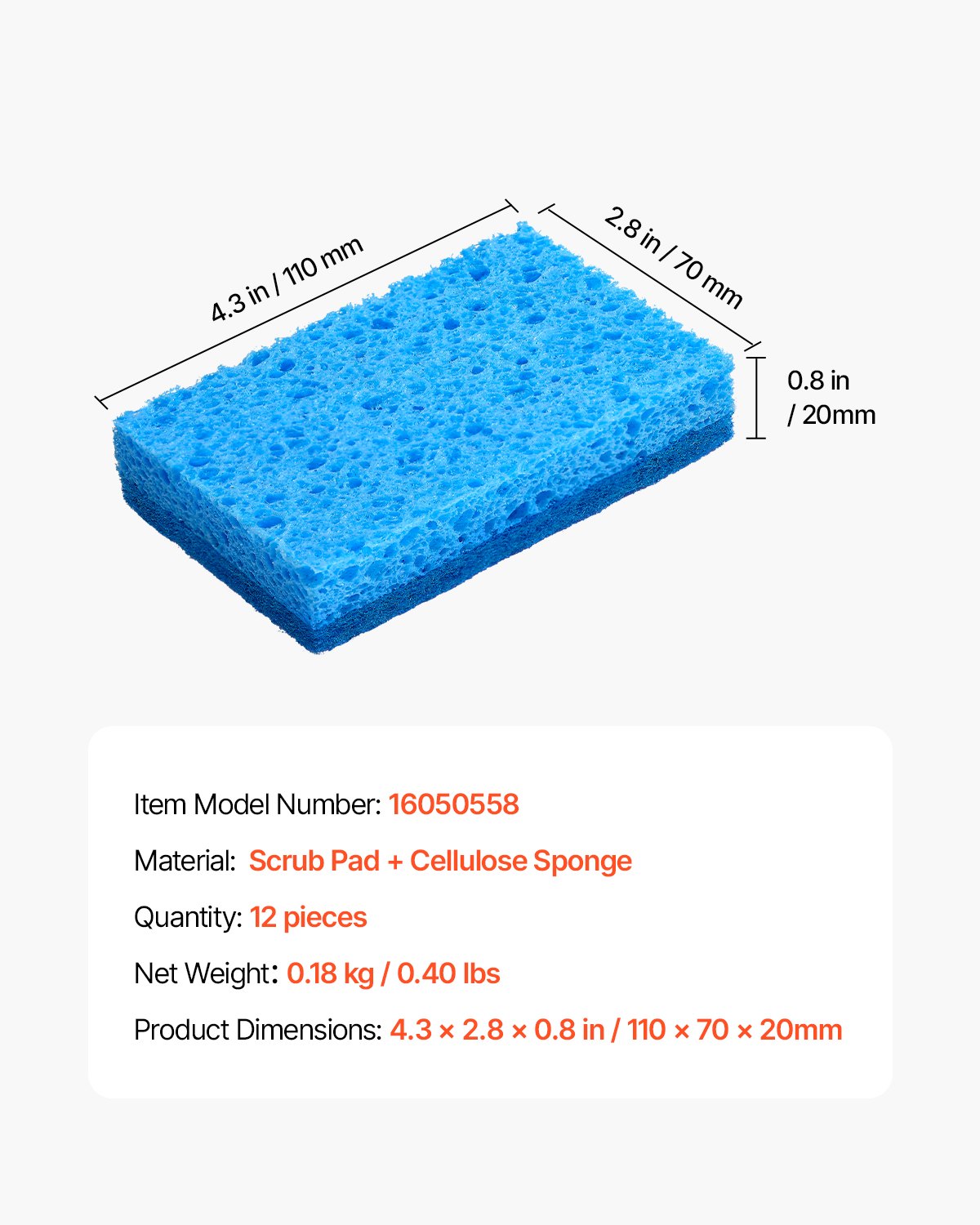 Sponges, 12 Pcs Durable Natural Kitchen Sponges with Cellulose & Scrub Pad, Easy-to-Rinse Cleaning Sponges with Honeycomb Structure & Quick Water Absorption, Fit for Home Cleaning